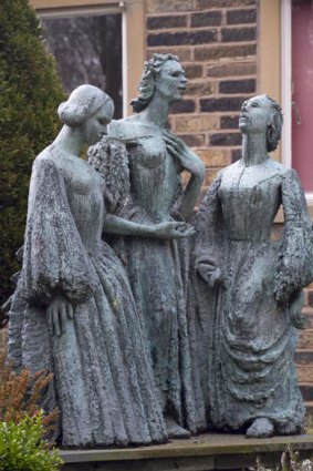 A statue of the Bronte sisters outside their home in West Yorkshire.