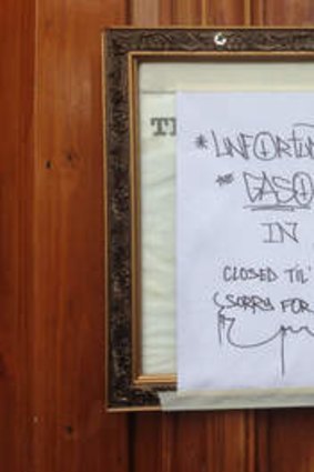 The notice on the door of the Gasometer Hotel.