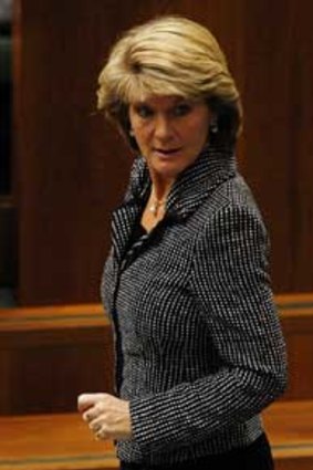 Julie Bishop during Question Time yesterday.