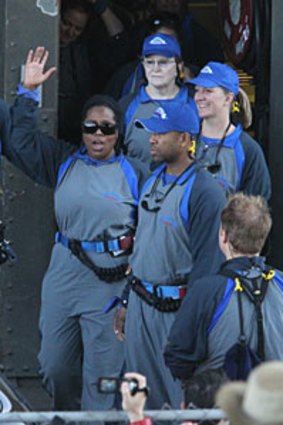 Oprah Winfrey climbed the Sydney Harbour Bridge with hundreds of her audience members.