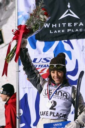 Lydia Lassila takes second place in the USANA Freestyle World Cup aerial competition.