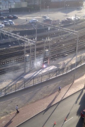 The pole fire that ground the Perth trains to a halt this morning.