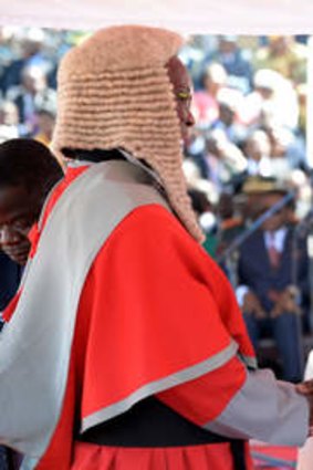 Five more years: Zimbabwean President Robert Mugabe at his inauguration ceremony.