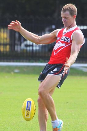 Right to go: Ryan O'Keefe at training on Tuesday.