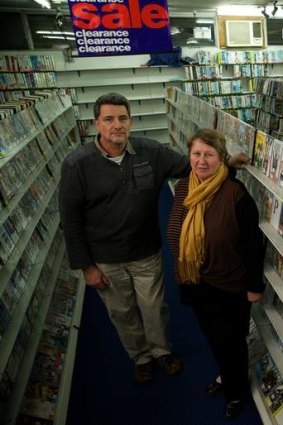 Neal Crisford and his wife Carol in their Bondi Junction video store Dr What which is closing its doors after 30 years business.
