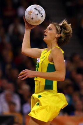 Diamond day: Australia's Cath Cox, who shot 22 from 28 against England.