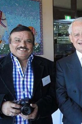 On the preference trail ... independent Toongabbie candidate Ashok Kumar with the former Liberal immigration minister Philip Ruddock.