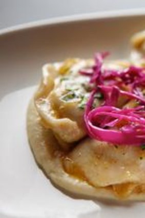 Cabbage and mushroom vareniki dumplings.