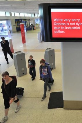 No fly zone: Qantas's Melbourne Airport terminal during the grounding.