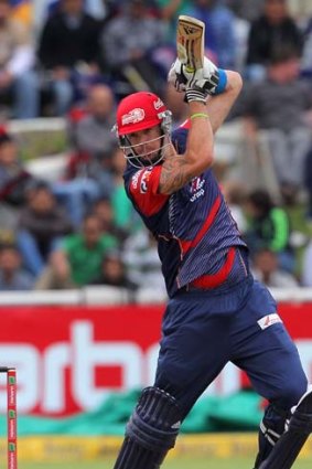 Kevin Pietersen of the Delhi Daredevils in action during the Champions league Twenty20 match between Perth Scorchers and Delhi Daredevils in Cape Town, South Africa.