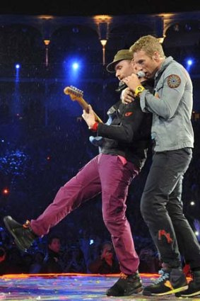 Wowing the crowd ... there are few limits to Coldplay on stage.