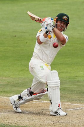 Living dangerously ... David Warner of Australia made the most of his chances to hit a quick 50.