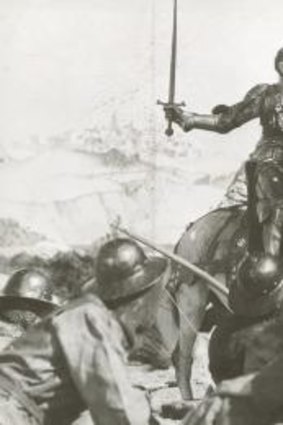 On the charge: Laurence Olivier in a scene from the 1944 film version of <i>Henry V</i> which he also directed.
