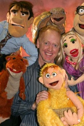 Patrick Bristow with some of the <em>Puppet Up!</em> gang.