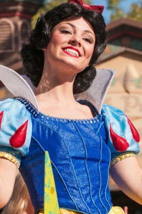 Snow White welcomes visitors on Main Street, Disneyland.