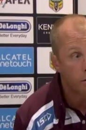Furious: Geoff Toovey at the infamous press conference.