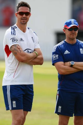 Strained relations: Kevin Pietersen and Andy Flower during friendlier times.