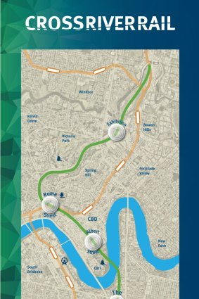 Map of proposed Cross River Rail project for Brisbane