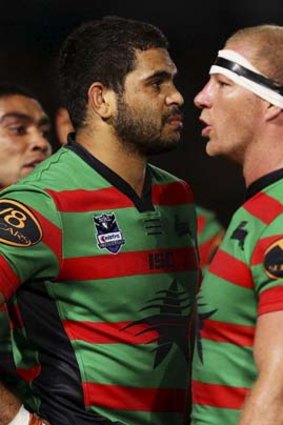 "If you are getting a needle besides to numb the pain then 100 per cent it is a red flag up," Greg Inglis, left with Michael Crocker.