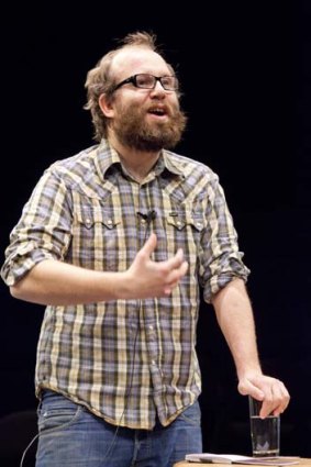 Interrogating assumptions ... Daniel Kitson, shown here performing in his show, "The Interminable Suicide of Gregory Church", at St Ann's Warehouse in Brooklyn last year.