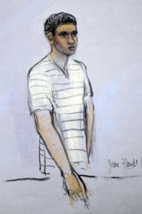 This courtroom sketch shows Robel Phillipos appearing in a Boston court.