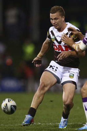In limbo: Penrith's Matt Moylan, who is currently stuck in the NSW Cup, in action against the Melbourne Storm earlier this year.