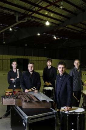 Members of the percussion group Synergy: Mark Robinson, Joshua Hill, William Jackson, Timothy Constable and Ian Cleworth.