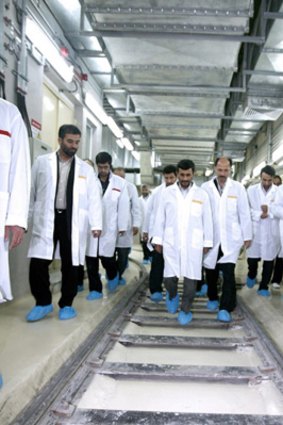 President Mahmoud Ahmadinejad in 2008, touring Iran's nuclear operations in Natanz, which Iran says are for electricity.