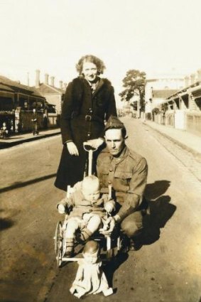 Before the upheaval: Myra and Bill Cassidy with their first child, daughter Pam, in 1940.