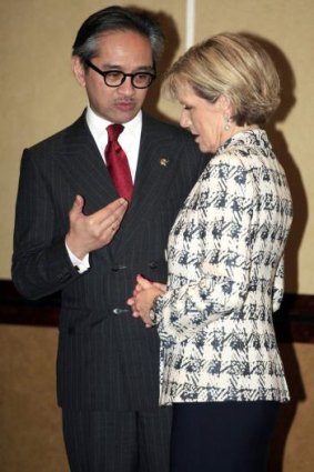 Foreign Minister Julie Bishop and her Indonesian counterpart, Marty Natalegawa, in Bali on Thursday.