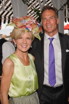 New man: Julie Bishop and new boyfriend David Panton at the Melbourne Cup, Emirates marquee.