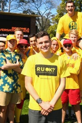 Cancer survior: Sam Clarke organised the Knox Yellow Assembly raising awareness for RUOK? Day at Knox Grammar in Wahroonga