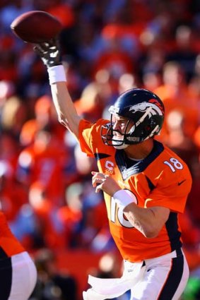 Peyton Manning threw two touchdown passes for the Broncos.