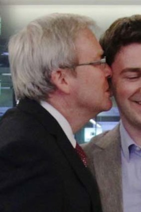 And from the other side: Kevin Rudd and his son Nicholas.