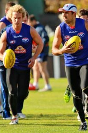 Bulldogs players training at Whitten Oval earlier this year.