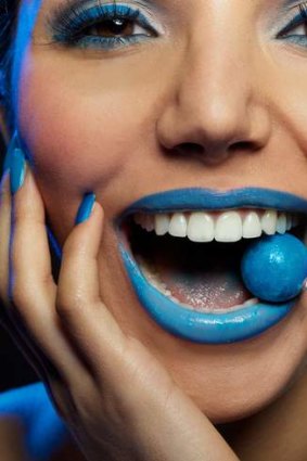 Bright now: Blue lipstick, sheer or solid, makes a bold statement.