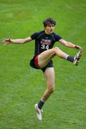 Kicker: Oleg Markov at the 2014 AFL Draft Combine.