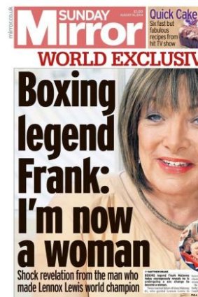 The <i>Sunday Mirror </i>splashes with the story of Kelly Maloney, formerly boxing promoter Frank.