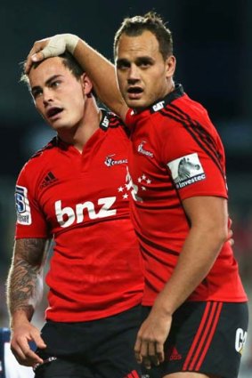Relief: Zac Guildford and Israel Dagg.