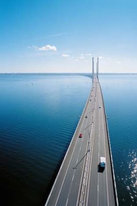 The Oresund Bridge links Sweden and Denmark.