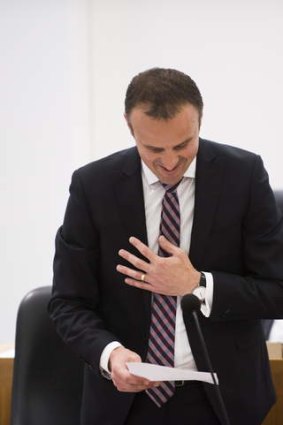 Overcome with emotion: Deputy Chief Minister Andrew Barr.