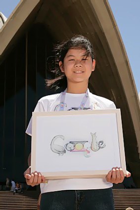 Jessie Du with her winning drawing.