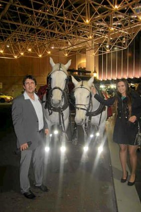 Shane Burdon and Natalia Oleksiak  with the horses that later bolted.