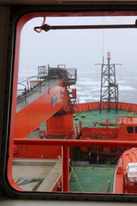 Trapped: The view from the bridge of the Aurora Australis.