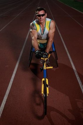 Wheelchair athlete Richard Nicholson during training at the Australian Institute of Sport in Canberra in preparation for the 2012 London Paralympic Games.