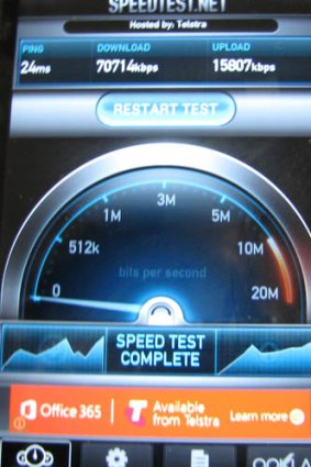 A speed test Fairfax conducted on a Vodafone smartphone at Vodafone HQ.