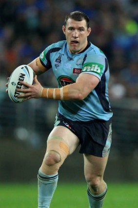 Paul Gallen in action for the Blues in game two of the ARL State of Origin.