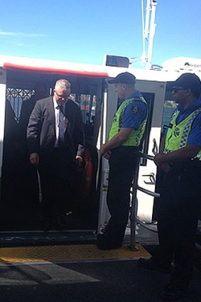 Troy Buswell steps off a ferry on Tuesday morning.