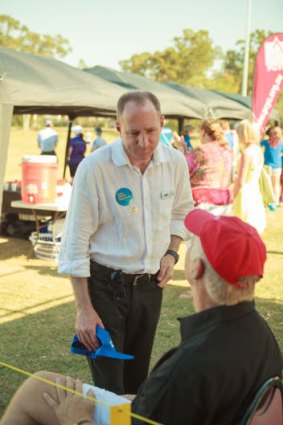 Liberal National Party candidate for Petrie Luke Howarth campaigning in Deception Bay.