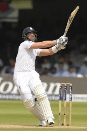 England's Matt Prior again holed out on the pull shot.